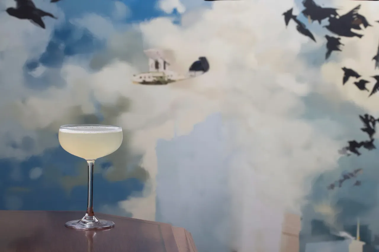 Cocktail photography example, moody craft cocktail with directional lighting