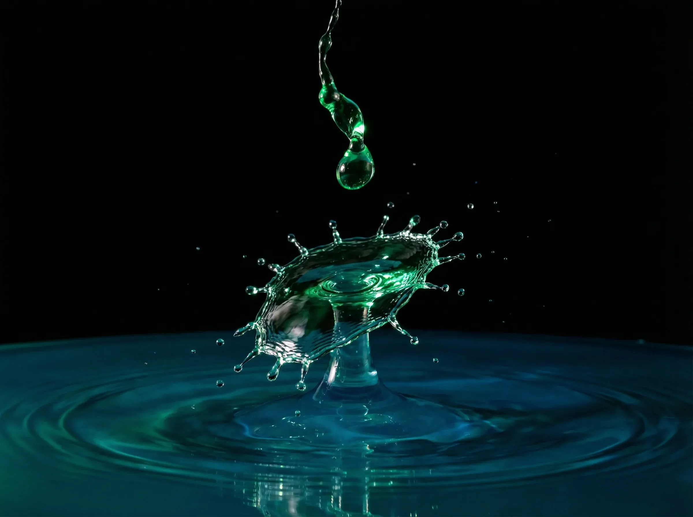 Liquid drop captured in camera, the kind of real motion AI still struggles to fake