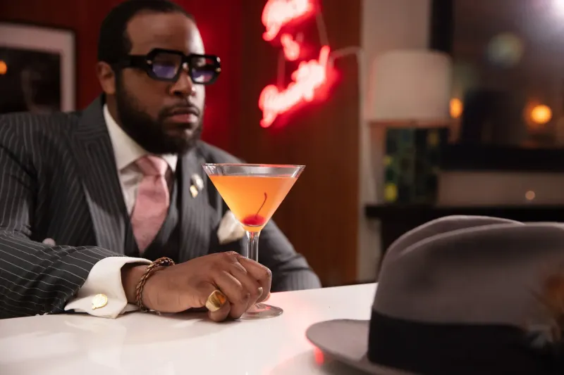 HH Bespoke Spirits Ruby Vintage cocktail in a styled bar setting
