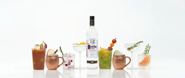 Ketel One vodka bottle hero packshot on a clean white background
