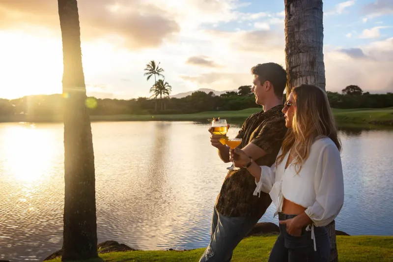 Koloa rum drink styled in a sunlit outdoor lifestyle environment
