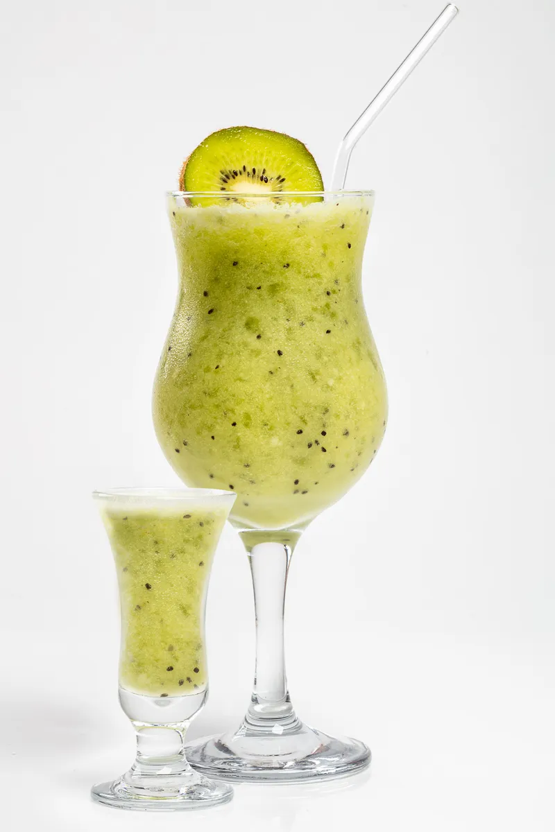 Koloa Rum kiwi snaquiri frozen cocktail on a white background