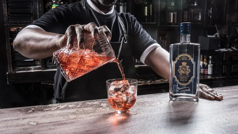 Negroni stirred and poured at the bar with HH Bespoke Spirits