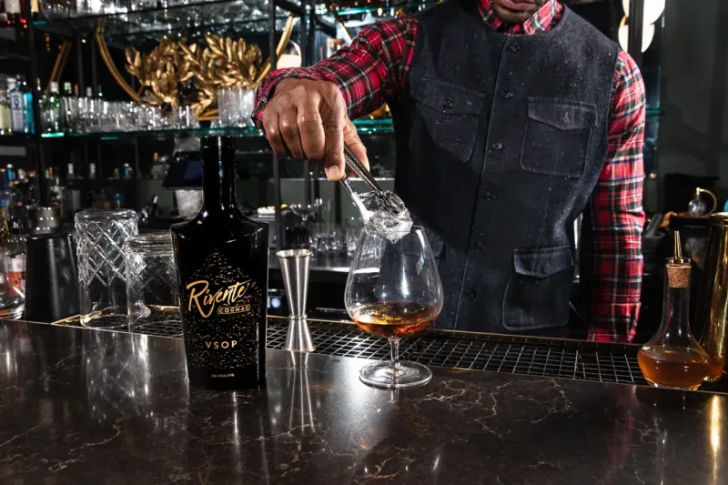 Rivente cognac bottle, spirits advertising photograph