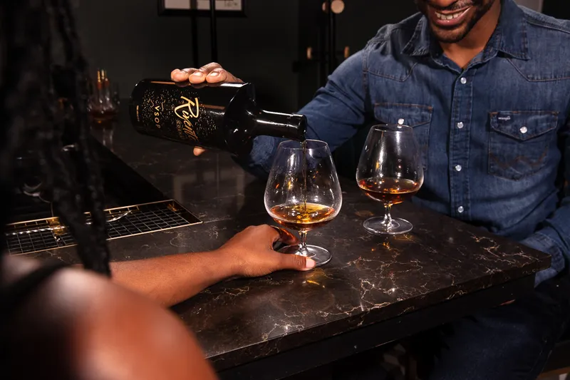 Rivente cognac served neat in a refined lifestyle setting