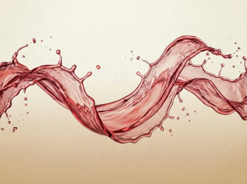 Rose wine swirling in motion, dynamic pour capture