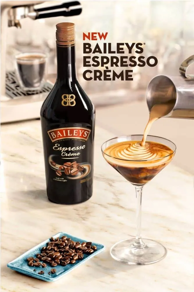 Baileys liqueur advertising campaign frame with creamy pour